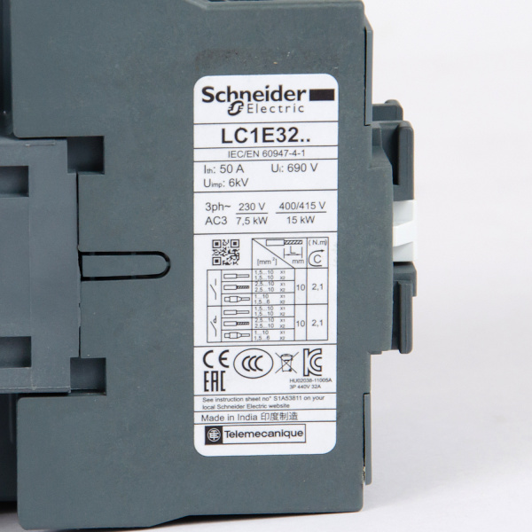 LC1E3210M5 | Контактор, серия EasyPact TVS, 3P, 32А, 1НО, управление 220В AC, Schneider Electric