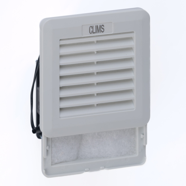 Вентилятор с фильтром 39 м3/ч, 230В AC, Slide 106х106мм, вырез 92x92мм, RAL7035