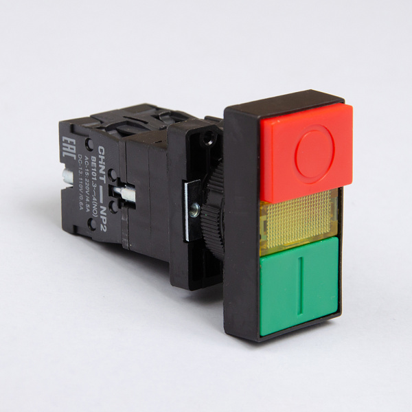 574745 | Двойная кнопка NP2-EW8465 1НО+1НЗ, подсветка LED 220/230В AC/DC, IP40, Chint