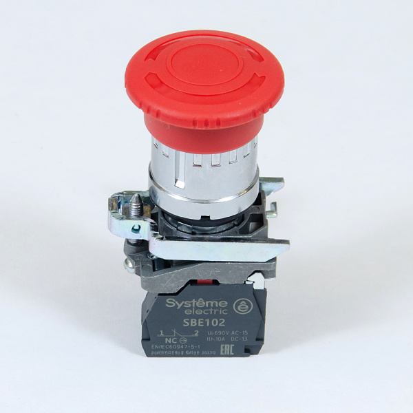 SB4BS8442 | Кнопка аварийн ост SB4 в сборе 22мм 40мм повернуть для возврат металл 1Н, Systeme Electric