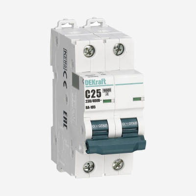 13160DEK | Автоматический выключатель ВА-105 2P 1А C 10кА, Dekraft