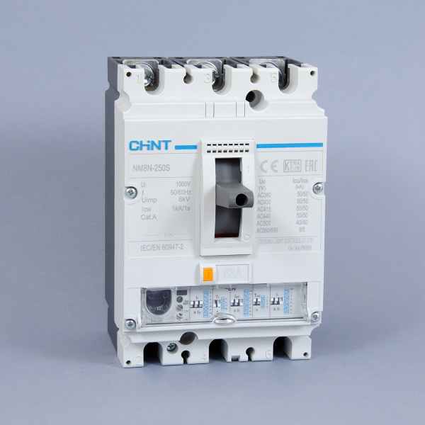 271332 | Автоматический выключатель NM8N-250S EN 3P 63А 50кА с электронным расцепителем, Chint