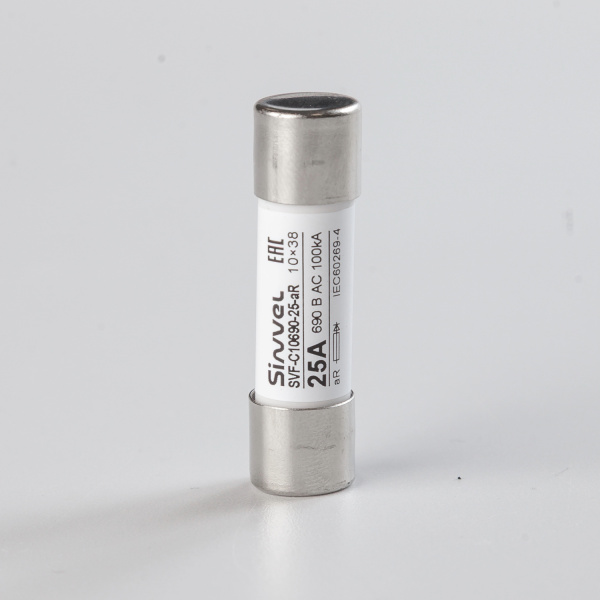 SVF-C10690-25-aR | Предохранитель, 25 А, 690 В АС, aR, цилиндр., 10х38 мм, Sinvel 