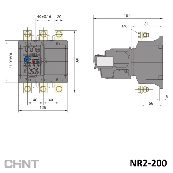 268295 | Тепловое реле NR2-200 80-125А, Chint