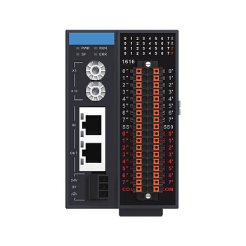 GR10-1616ETNE | Модуль расширения ведомый EtherCAT 16 дискретных входов и 16 транзисторных выходов NPN, съемный пруж, Inovance