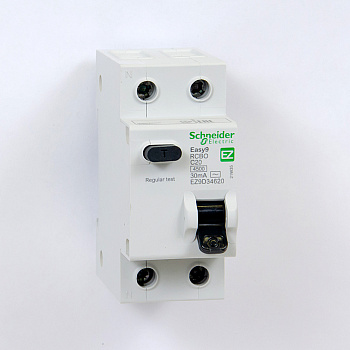 EZ9D34620 | Дифференциальный автомат Easy9, 1p+N 20А, кривая C, 30мА, тип AC, 4,5кА, Schneider Electric