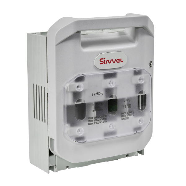 SV250-3 | Горизонтальный ПВР, 250 A, NH1, 3P, монтаж на плату, М10 винты, Sinvel 