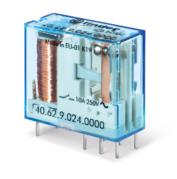 406270240000PAC | Миниатюрное реле, серия 40, 24В DC чувств., 10А, 2CO, Finder