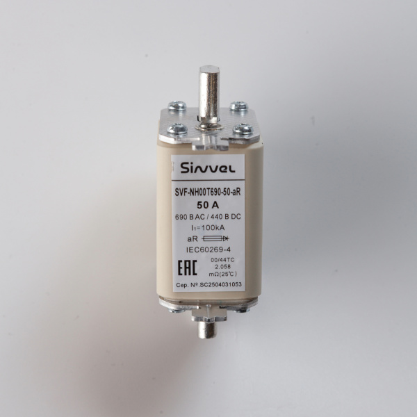 SVF-NH00T690-50-aR | Предохранитель, 50 А, 690 В AС, aR, габарит 00, ножи, Sinvel 