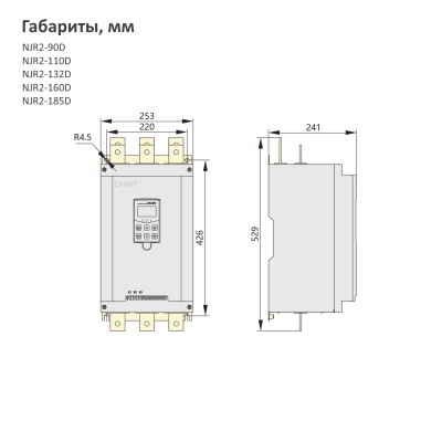 489032 | Устройство плавного пуска NJR2-160D,300А,160 кВт, Chint