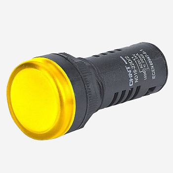 593944 | Индикатор ND16-22D/2C жёлтый, встроенный резистор, IP65, 12В AC/DC, Chint