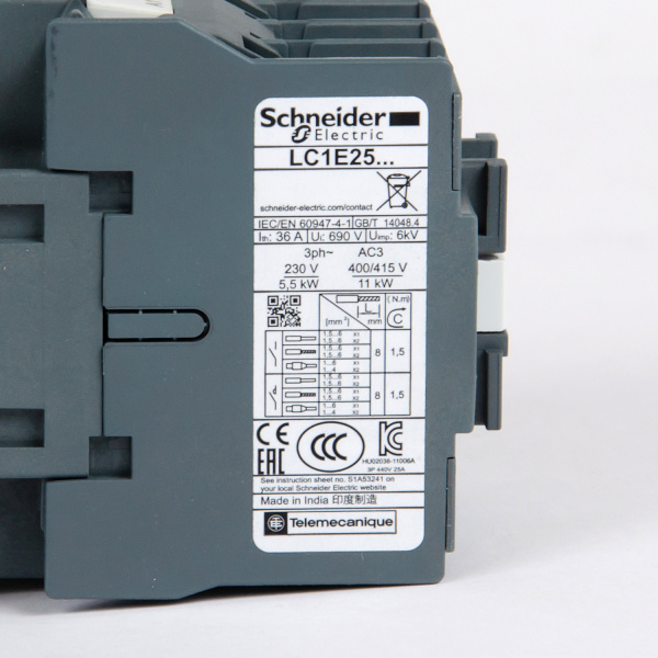 LC1E2510M5 | Контактор, серия EasyPact TVS, 3P, 25А, 1НО, управление 220В AC, Schneider Electric