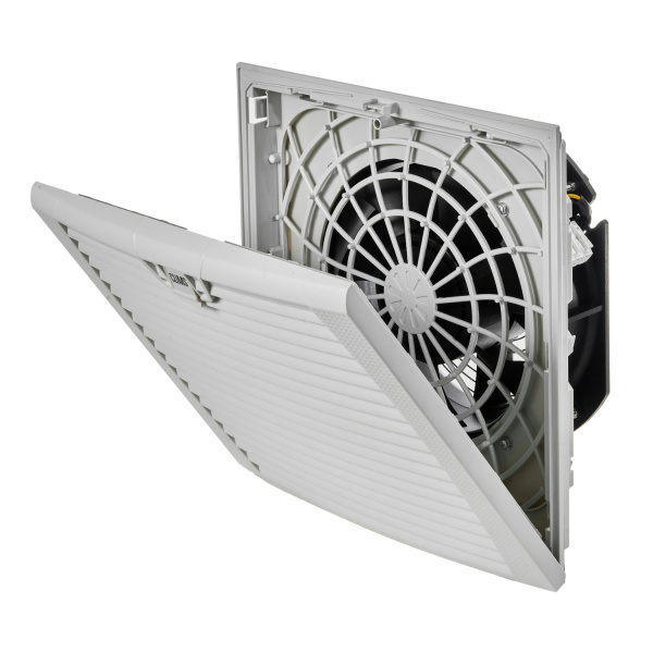 Вентилятор с фильтром 650/800 м3/ч, 220-240В AC, Flip 323х323мм, вырез 292x292мм, RAL7035