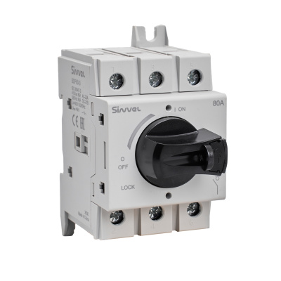 SDP80-3 | Выключатель-разъединитель, 80 А, 3Р, ручка прямого монтажа с блокировкой, Sinvel