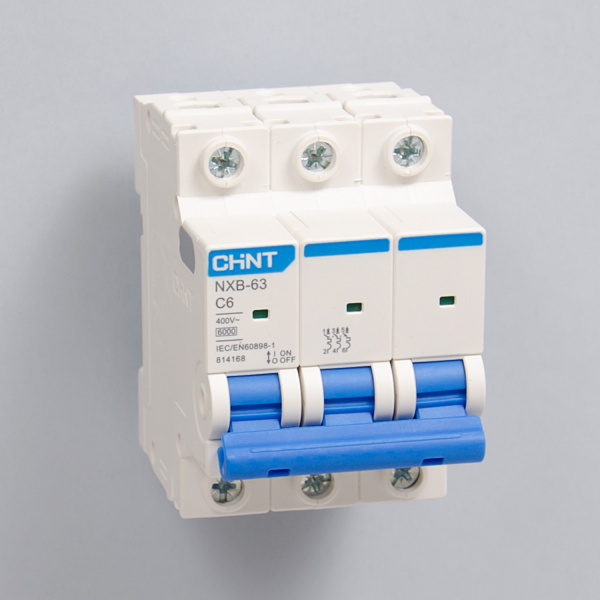 814168 | Автоматический выключатель NXB-63 3P 6А 6кА характеристика C, Chint