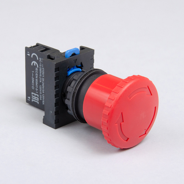 667210 | Кнопка грибок диаметр 40мм NP8-01ZS/14 фиксация возврат поворотом, красный, 1НЗ, IP65, Chint