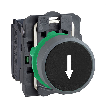 XB5AA3351C0 | Кнопка без подсветки, с возвратом, 1НО, чёрная, стрелка вниз, C0, Schneider Electric