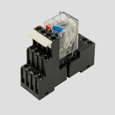 HF18-110DC-4 | Комплект реле: колодка винт;пластиковая клипса;маркер + реле Hongfa 4CO 6A; AgNi; катушка 110B DC