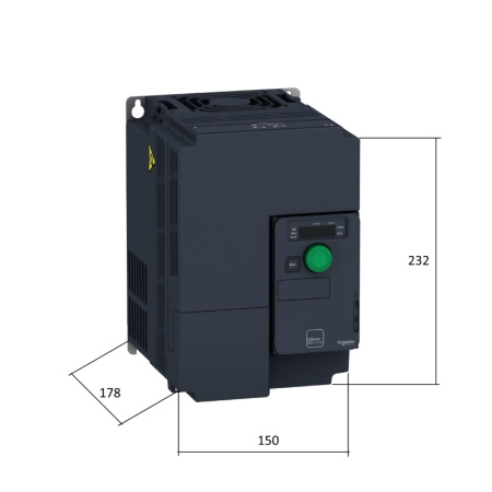 ATV320U55N4C | Преобразователь частоты, серия ATV320, 5,5 кВт, 14,3 А, перегрузка 150 %, 380 В, Schneider Electric
