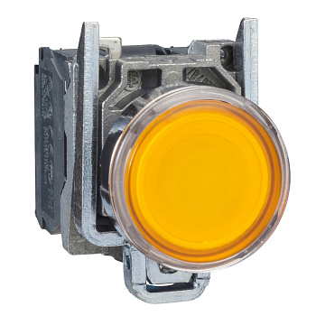 XB4BW3565 | Кнопка с подсветкой 250В AC с возвратом, жёлтая, 1НО+1НЗ, Schneider Electric